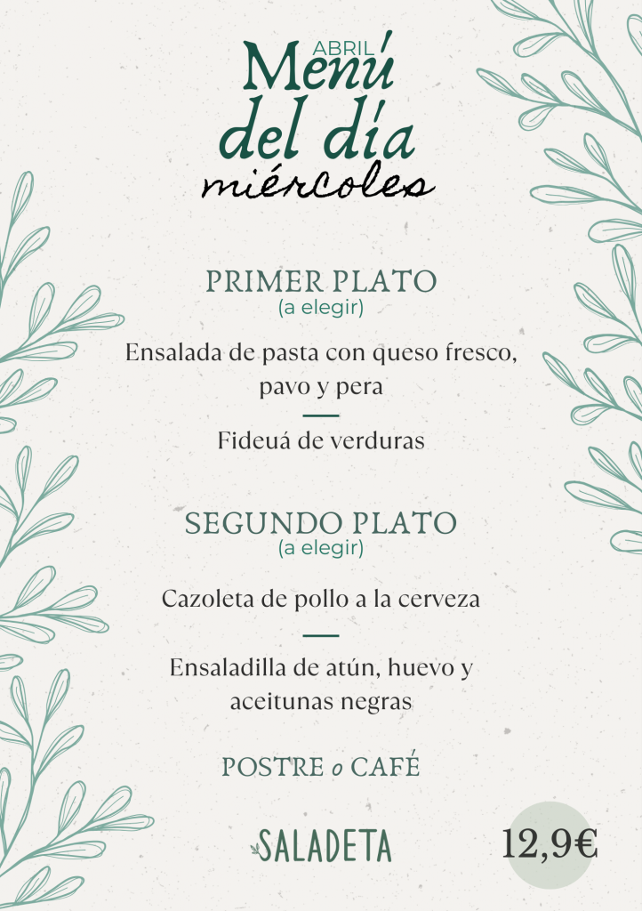 menu del dia bar saladeta paiporta abril miercoles