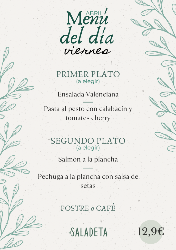 menu del dia bar saladeta paiporta abril viernes