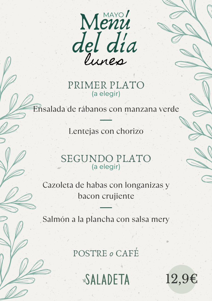 menu del dia bar saladeta paiporta lunes