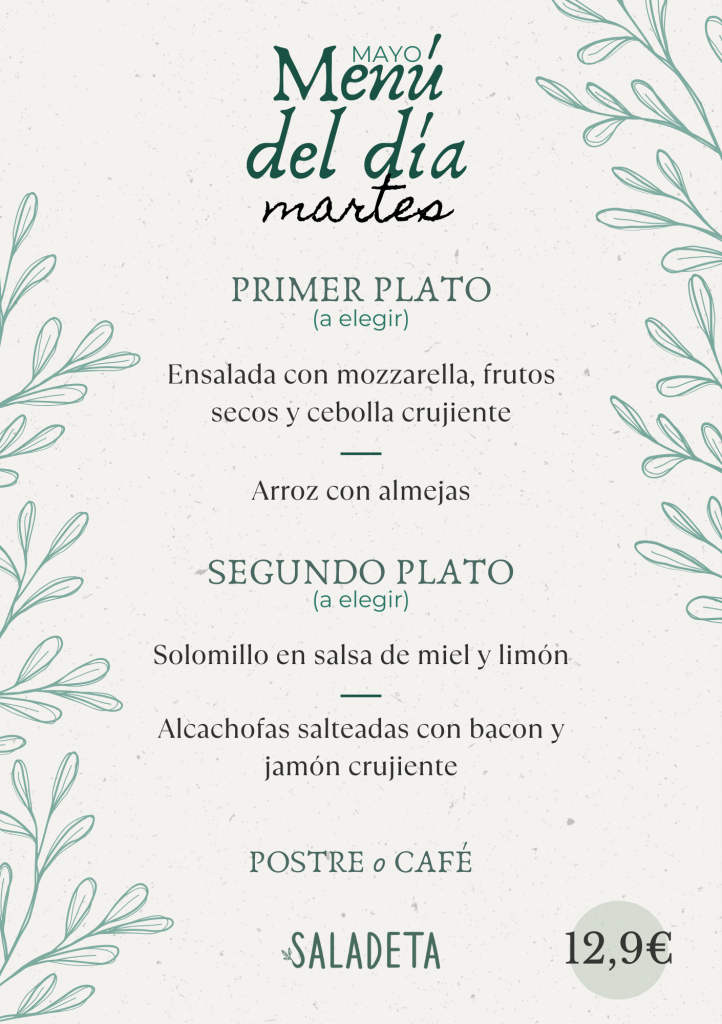 menu del dia bar saladeta paiporta martes