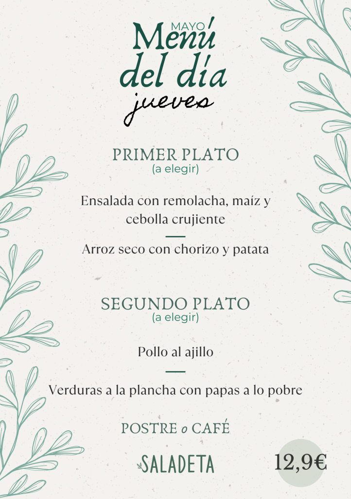 menu del dia bar saladeta paiporta jueves